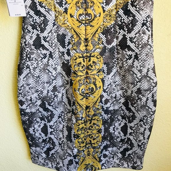 Guess Rae Medallion Snake Print Bodycon V Neck Party Dress - Picture 7 of 12